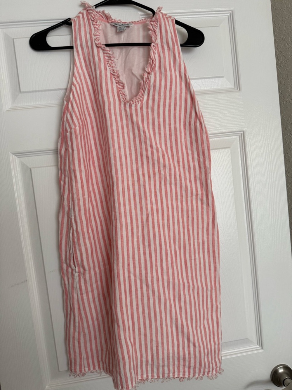Tommy Bahama Pink and White Striped V-Neck Shift